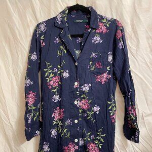 Lauren Ralph Lauren - Sleepwear Shirt - Blue w/Florals - Size Small